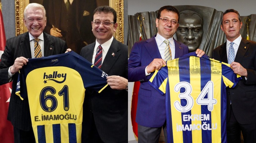 İmamoğlu, Fenerbahçe Başkanı Ali Koç'u ziyaretinde sarı-lacivert kravat taktı