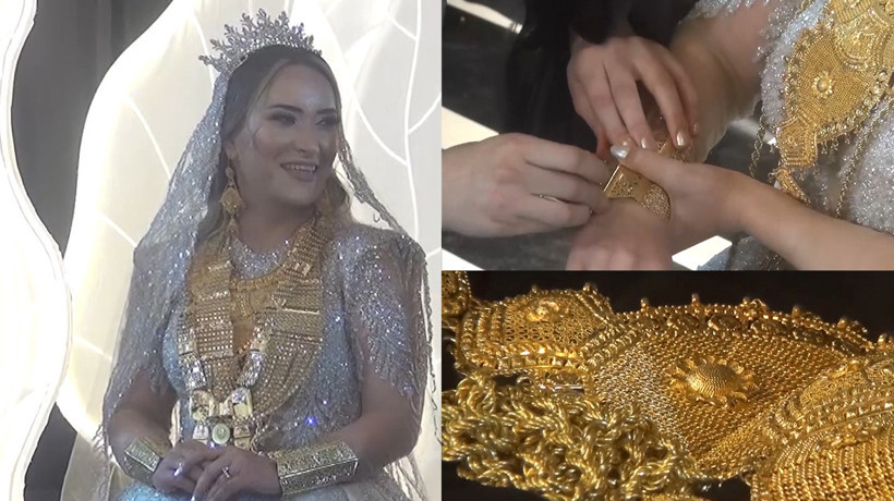 Bir aşiret düğünü klasiği! Geline 15 milyonluk altın takıldı, paralar başlarında uçuştu