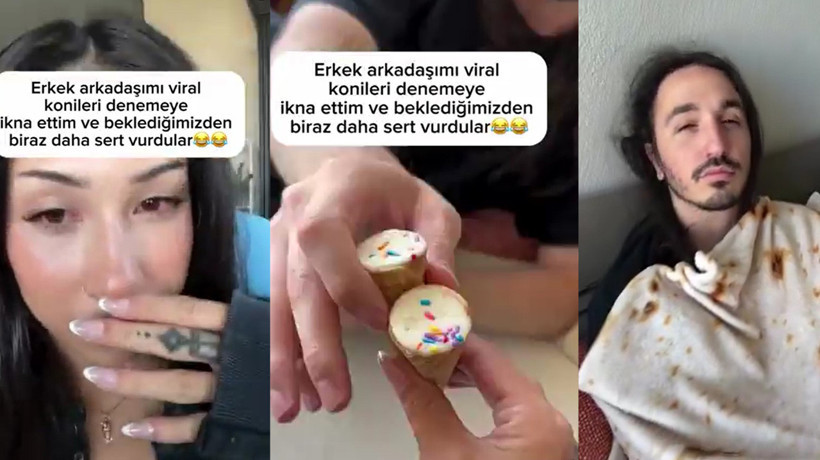 1.200 TL'lik uyku kekini yiyen kendinden geçiyor! Çiftin videosu gündem oldu