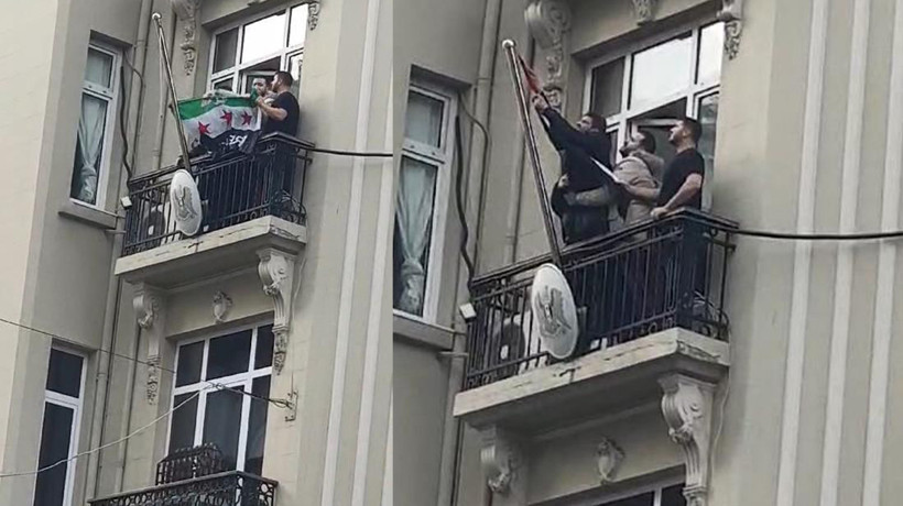 Nişantaşı'nda konsolosluk binasına 'Özgür Suriye' bayrağı, Esenyurt ve Başakşehir'de kutlama