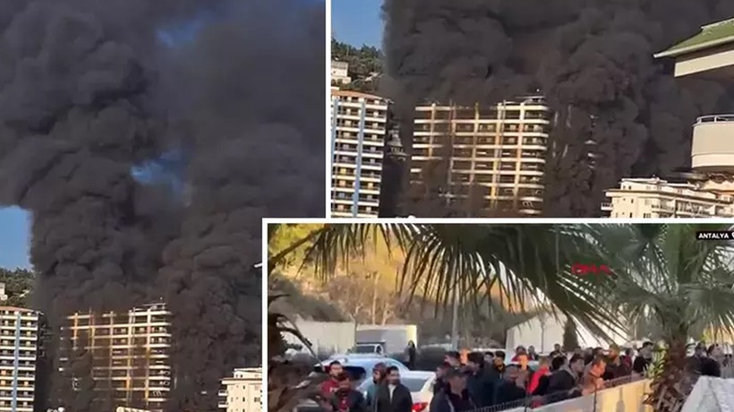 Antalya'da 12 katlı otel inşaatında yangın: Mahsur kalan işçiler kurtarıldı