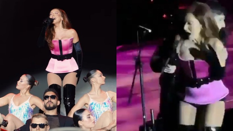 Hadise, bir hayranının sahneye atlaması üzerine büyük panik yaşadı
