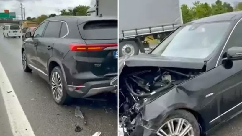 Mercedes Togg'a çarptı Togg'un haberi olmadı