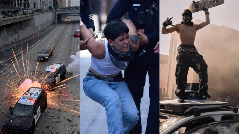 Los Angeles yangın yeri! Sınır protestolarının 3. gününde göstericiler polisle karşı karşıya geldi