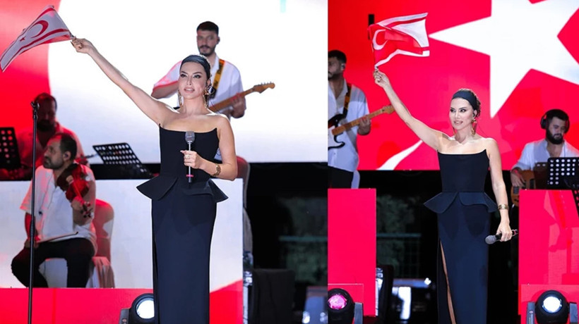 Ebru Yaşar Kıbrıs’ta Zafer Bayramı coşkusu yaşattı! Sahneye o marş ile çıktı