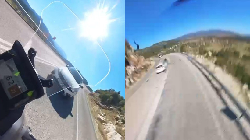 Motosiklet sürücüsünün öldüğü kaza, kask kamerasında