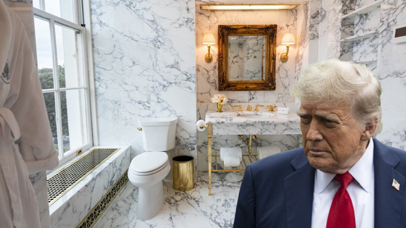 Trump Beyaz Saray'ın yenilenen tuvalet ve banyosunu paylaştı
