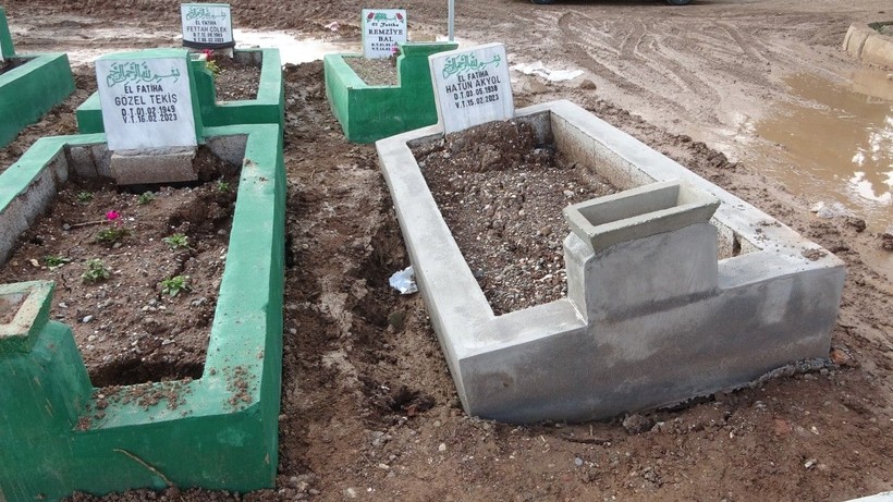 Yağmur sonrası depremzedelerin mezarları çöktü - Resim: 1