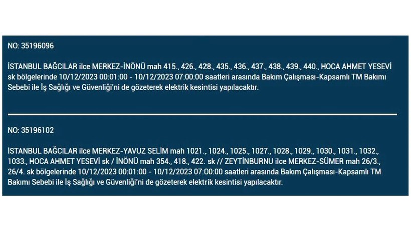 İstanbul'da elektrik kesintisi! BEDAŞ 10 Aralık Pazar elektrik kesintilerinin yapılacağı ilçeleri açıkladı - Resim: 3