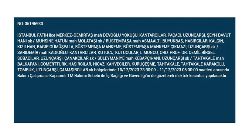 İstanbul'da elektrik kesintisi! BEDAŞ 10 Aralık Pazar elektrik kesintilerinin yapılacağı ilçeleri açıkladı - Resim: 6