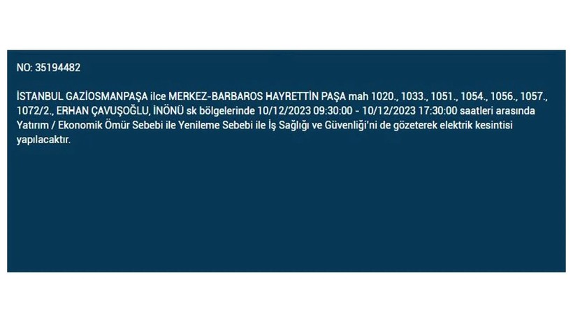 İstanbul'da elektrik kesintisi! BEDAŞ 10 Aralık Pazar elektrik kesintilerinin yapılacağı ilçeleri açıkladı - Resim: 7