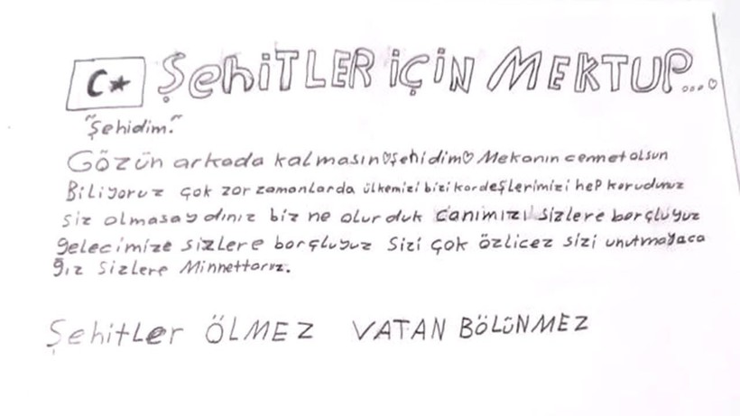 Koruma altındaki çocuklardan Mehmetçiğe duygulandıran mektup: Her zaman bizim kalbimizdesiniz, inşallah bir gün cennette buluşuruz - Resim: 1