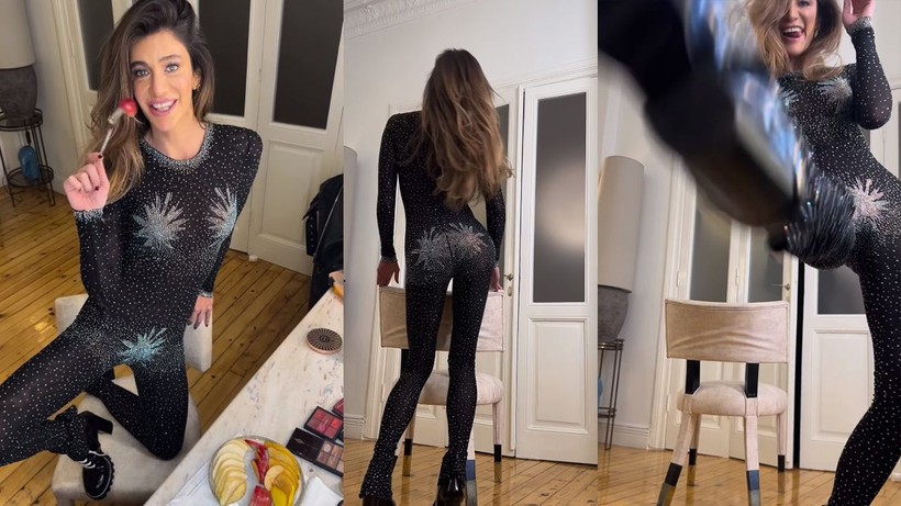 Berrak Tüzünataç göğsü ve poposu simli tulumuyla kalça dansı yapınca ortalık karıştı! Tüzünataç poposuna gelen yorumlara bakın nasıl karşılık verdi? - Resim: 1