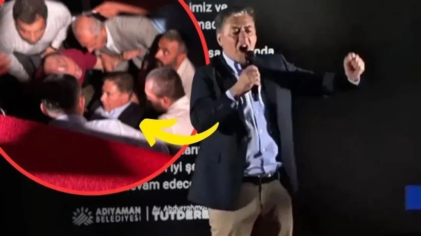 CHP Grup Başkanvekili Murat Emir sahneden inerken düştü! O anlar kamerada - Resim: 1