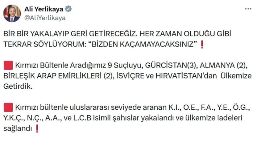 Kırmızı bültenle uluslararası seviyede aranan 9 suçlu Türkiye'ye getirildi - Resim : 1