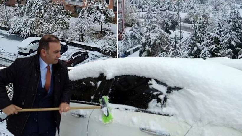 Kış erken geldi: Yağmur kar yağışına döndü, yeni haftaya bembeyaz başladılar - Resim: 1