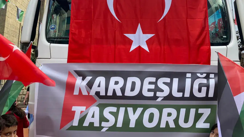 Trabzon’dan Gazze’ye ‘Kardeşlik TIR’ları' uğurlandı - Resim : 1