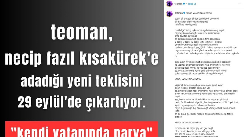 Yeni şarkısı "Kendi Vatanında Parya"yı Necip Fazıl'a adayan Teoman'dan eleştirilere cevap - Resim: 5