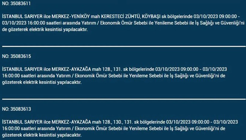 İstanbul'da elektrik kesintisi olacak! İşte 3 Ekim Salı günü elektriksiz kalacak ilçeler - Resim: 29