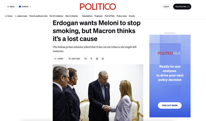 Cumhurbaşkanı Erdoğan'ın İtalya Başbakanı Meloni'ye sigara uyarısı İtalya basınında - Resim : 3