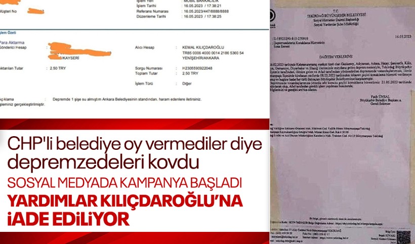 CHP'li belediye oy vermediler diye depremzedeleri kovdu! Hakaretlere tepki gösteren depremzedeler ise Kılıçdaroğlu'na iade kampanyası başlattı