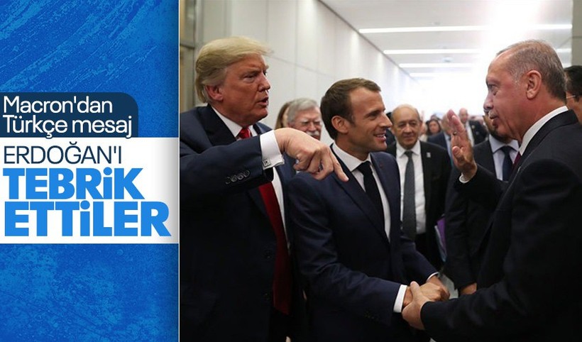 SON DAKİKA! Emmanuel Macron ve Donald Trump Cumhurbaşkanı Erdoğan'ı tebrik etti! Macron'dan Türkçe paylaşım