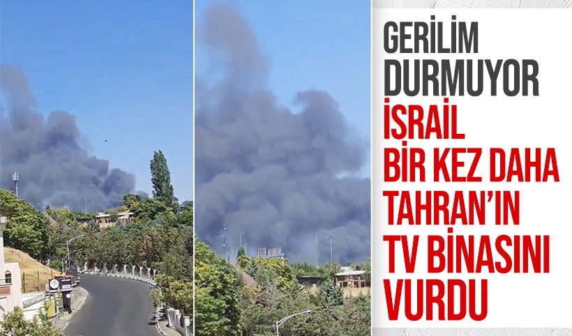 İsrail bir kez daha TV binasını vurdu: Dumanlar gökyüzünü kapladı