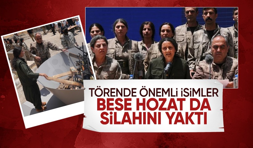 PKK'nın silah bırakma töreninde önemli isimler: Bese Hozat da silahını yaktı