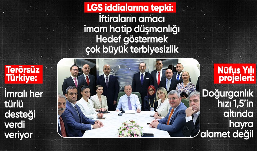 Cumhurbaşkanı Erdoğan, KKTC dönüşü uçakta gazetecilerin sorularını yanıtladı: LGS iddiaları çok büyük terbiyesizlik