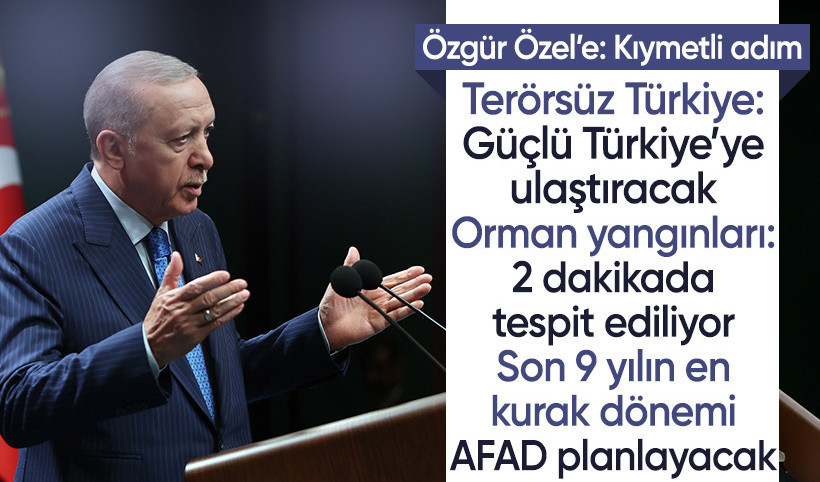 Kabine sonrası Cumhurbaşkanı'ndan açıklamalar! Özgür Özel: Kıymetli bir adım! Orman yangınları 2 dakikada tespit ediliyor
