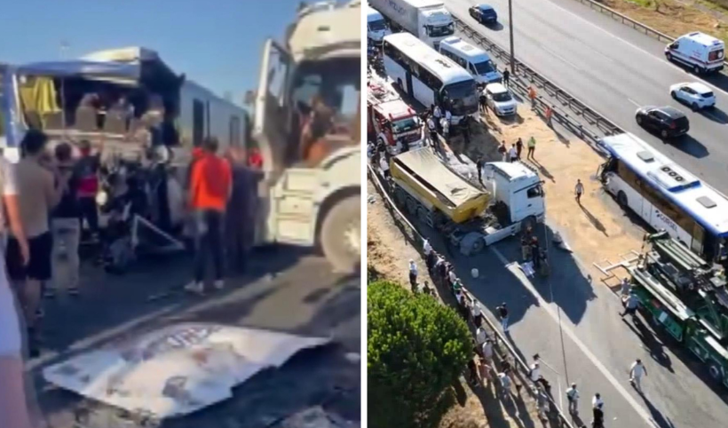 TEM'de 2 otobüs ve 1 kamyonun karıştığı zincirleme kaza: 1 ölü 21 yaralı