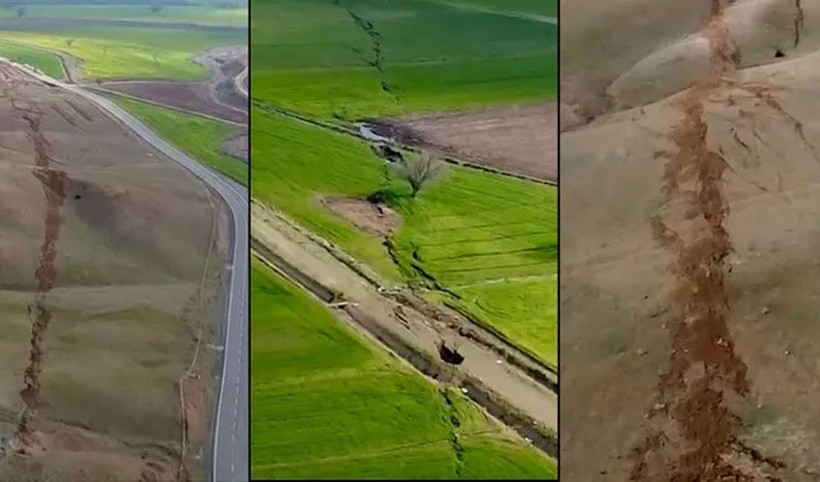 İnanması güç ama gerçek! Depremin ardından fay hattındaki kırık ilk kez görüntülendi! Havadan kaydedilen karelerde kilometrelerce uzanıyor... - Resim: 1