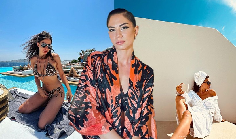 Demet Özdemir göğüs dekoltesi ve süper minisiyle havuza atladı! Pembe elbisesi üzerine yapışan Demet Özdemir'in sütyensiz pozunu gören dönüp bir daha baktı - Resim: 1