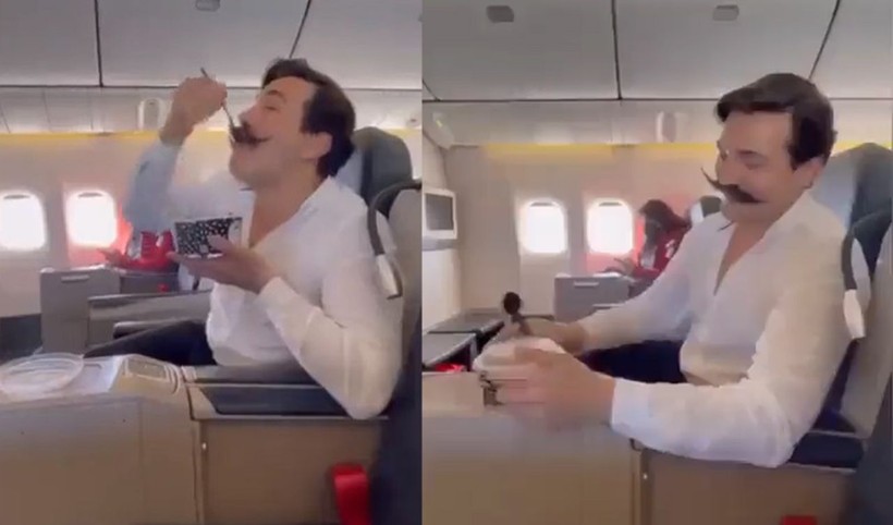 THY'de yemek akımı 2. perde! Şırdancı Mehmet'in ardından Baruthane Pilavcısı da uçakta pilav yediği anları paylaştı! Görüntüler viral oldu - Resim: 1