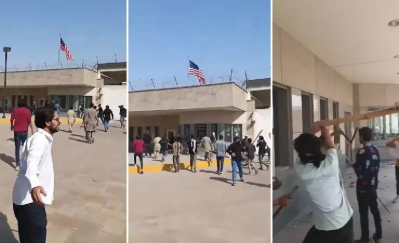 Pakistan'da bir grup gösterici, ABD'nin Karaçi Konsolosluğu'na girmeye çalıştı