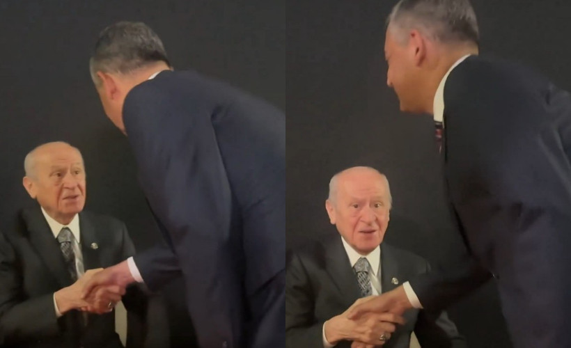 Devlet Bahçeli ile Özgür Özel, Koç'un 100. yıl resepsiyonunda selamlaştı