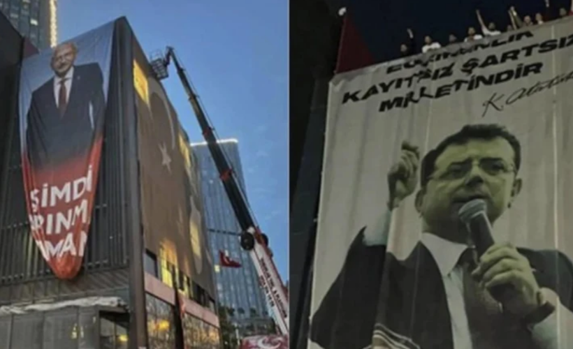 CHP İstanbul İl Başkanlığı'nda pankart gerilimi