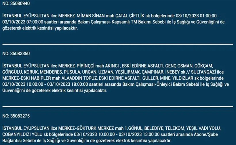 İstanbul'da elektrik kesintisi olacak! İşte 3 Ekim Salı günü elektriksiz kalacak ilçeler - Resim: 22