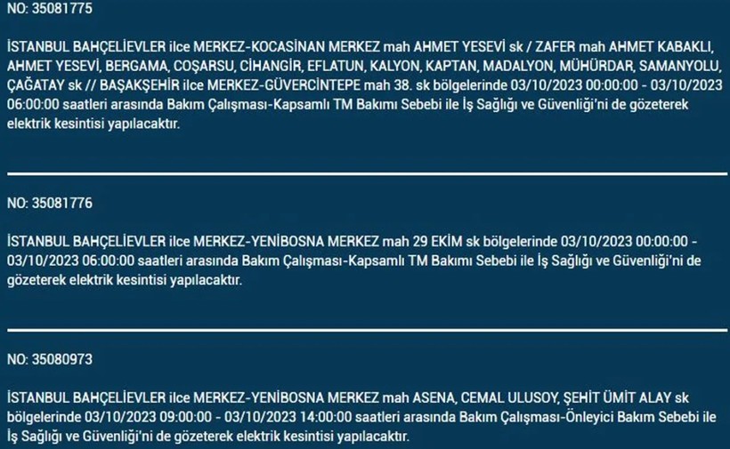 İstanbul'da elektrik kesintisi olacak! İşte 3 Ekim Salı günü elektriksiz kalacak ilçeler - Resim: 10