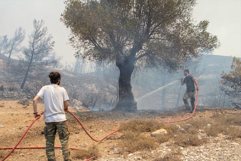 Rodos’taki yangından kaçan turistler sahillerde yardım bekliyor - Resim: 16