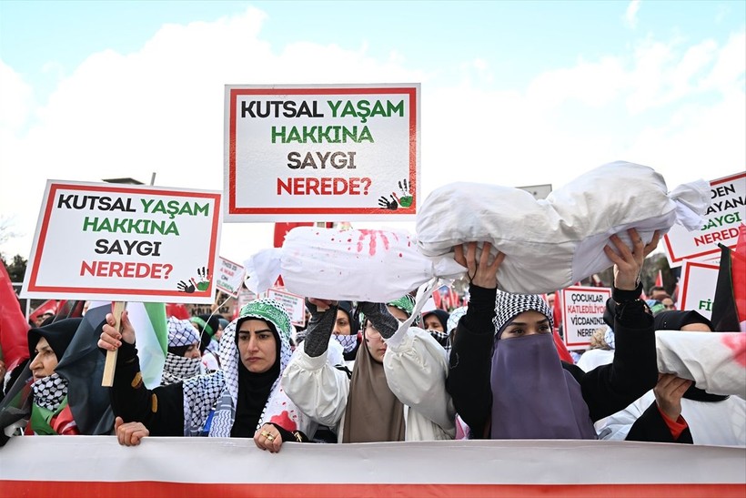 Başkentte "Büyük Gazze Yürüyüşü ve Mitingi"! Filistin'deki insanlık dramına dikkat çekiliyor - Resim: 9