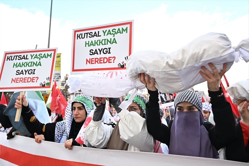 Başkentte "Büyük Gazze Yürüyüşü ve Mitingi"! Filistin'deki insanlık dramına dikkat çekiliyor - Resim: 10