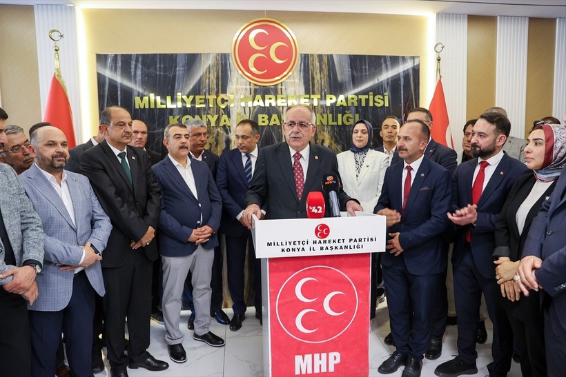 MHP Genel Başkan Yardımcısı Mustafa Kalaycı, partisinin Konya il başkanlığı binasında düzenlenen...