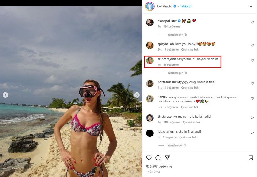 Lyme hastalığı yüzünden zor günler geçiren ünlü model Bella Hadid tatile çıkıp bikinili pozlar verdi! Bakın Türk takipçisinden ne yorum geldi - Resim: 14