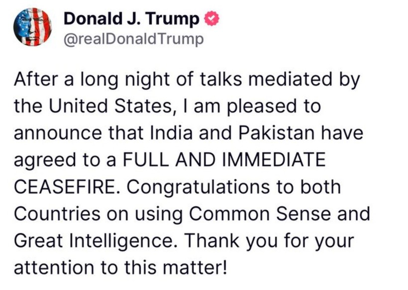 Hindistan ile Pakistan ateşkes ilan etti! Donald Trump: Uzun süren bir gecenin ardından - Resim : 1