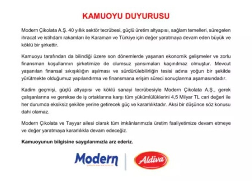 Türkiye'nin dev çikolata üreticilerindendi... Konkordato başvurusu yaptı - Resim : 1