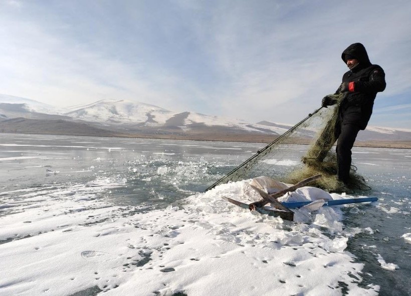 Ardahan'da eski 20 derecede Eskimo usulü balık avı! - Resim: 2