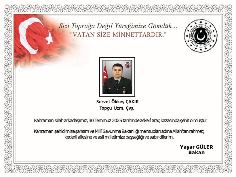 MSB: Edirne’de meydana gelen araç kazasında 1 asker şehit oldu - Resim : 1