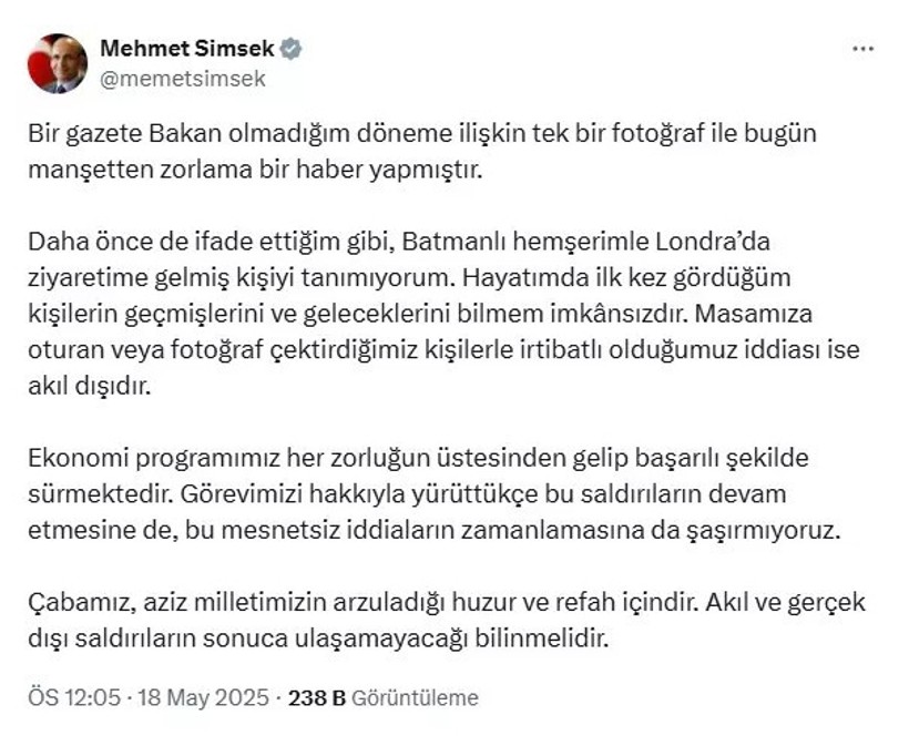 Bakan Şimşek'ten çileden çıkaran haberlere yanıt: Ziyaretime gelmiş kişiyi tanımıyorum - Resim : 1