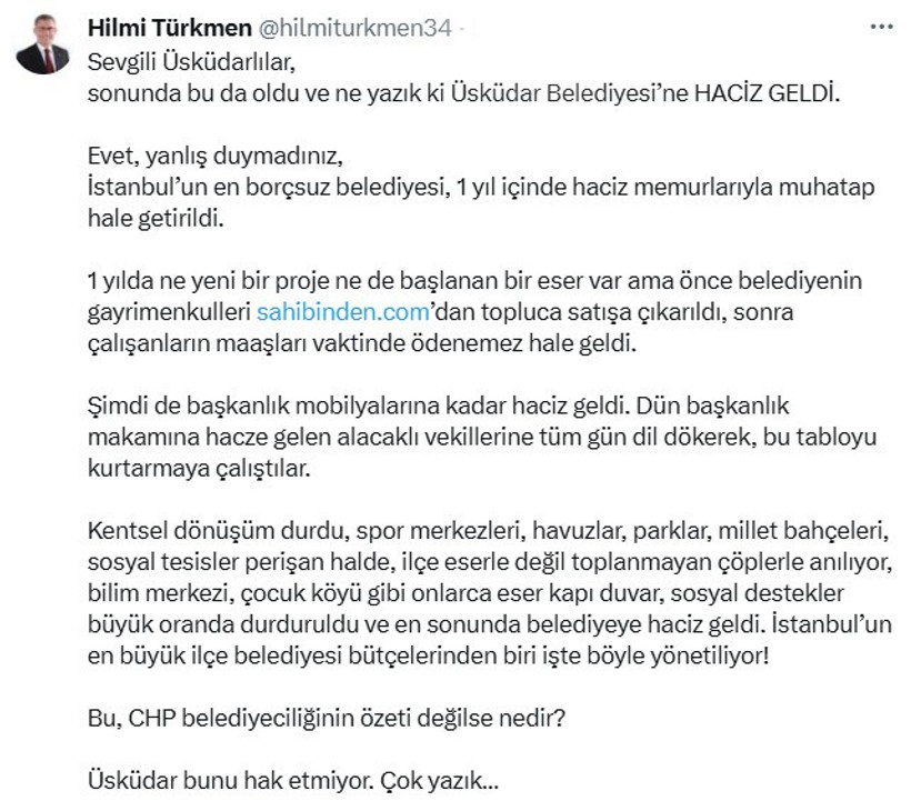 Üsküdar Belediyesi'ne haciz geldi - Resim : 1